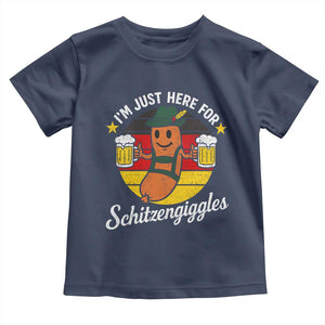 Funny Oktoberfest Toddler T Shirt Just Here for Schitzengiggles German Flag TS10 Navy Print Your Wear