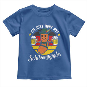 Funny Oktoberfest Toddler T Shirt Just Here for Schitzengiggles German Flag TS10 Royal Blue Print Your Wear