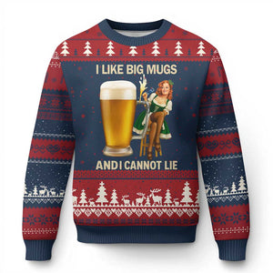 Oktoberfest Beer Ugly Christmas Sweater Funny I Like Big Mugs Pin Up Girl Dirndl TS10 Navy Red Print Your Wear