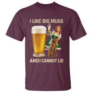 Oktoberfest Beer T Shirt Funny I Like Big Mugs Pin Up Girl Dirndl TS10 Maroon Print Your Wear