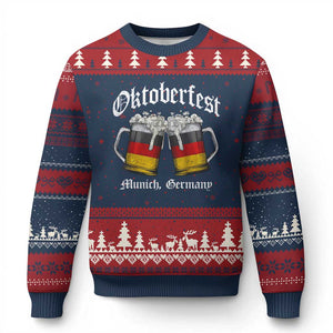 Vintage Oktoberfest Munich Ugly Christmas Sweater Prost Beer Germany Flag Drinking TS10 Navy Red Print Your Wear