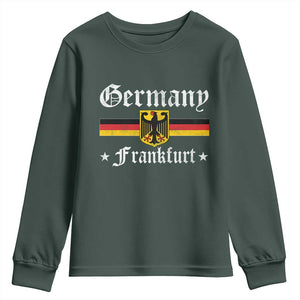Germany Frankfurt Youth Sweatshirt Retro Vintage German Flag Tourist Souvenir Gift TS10 Dark Forest Green Print Your Wear