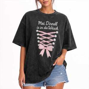 Oktoberfest Dirndl Costume Washed Cotton T-Shirt Funny German Bavarian Octoberfest Festival