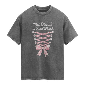 Oktoberfest Dirndl Costume Washed Cotton T-Shirt Funny German Bavarian Octoberfest Festival