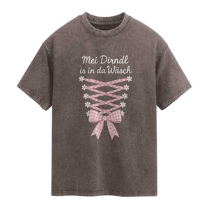 Oktoberfest Dirndl Costume Washed Cotton T-Shirt Funny German Bavarian Octoberfest Festival