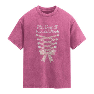 Oktoberfest Dirndl Costume Washed Cotton T-Shirt Funny German Bavarian Octoberfest Festival