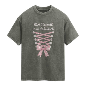 Oktoberfest Dirndl Costume Washed Cotton T-Shirt Funny German Bavarian Octoberfest Festival