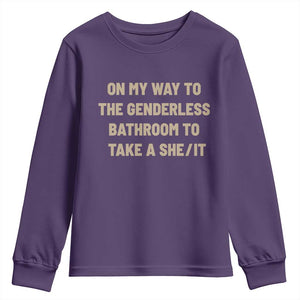 On My Way To The Genderless Bathroom To Take a She/It Youth Sweatshirt