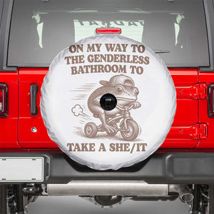 On My Way To The Genderless Bathroom To Take a She/It Spare Tire Cover Funny Frog Graphic
