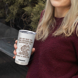 On My Way To The Genderless Bathroom To Take a She/It Tumbler Cup Funny Frog Graphic
