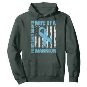 Wife Of A Warrior Prostate Cancer Awareness Hoodie American Flag Blue Ribbon Graphic
