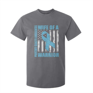 Wife Of A Warrior Prostate Cancer Awareness T Shirt For Kid American Flag Blue Ribbon Graphic