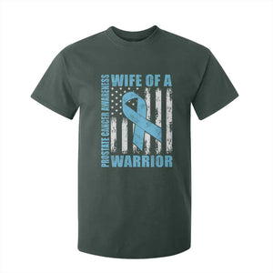 Wife Of A Warrior Prostate Cancer Awareness T Shirt For Kid American Flag Blue Ribbon Graphic