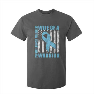 Wife Of A Warrior Prostate Cancer Awareness T Shirt For Kid American Flag Blue Ribbon Graphic