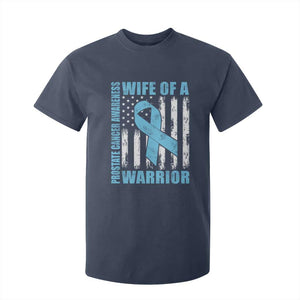 Wife Of A Warrior Prostate Cancer Awareness T Shirt For Kid American Flag Blue Ribbon Graphic