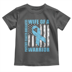 Wife Of A Warrior Prostate Cancer Awareness Toddler T Shirt American Flag Blue Ribbon Graphic