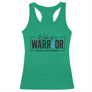 Wife Of A Warrior Prostate Cancer Awareness Racerback Tank Top Blue Ribbon Graphic