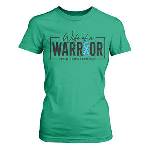 Wife Of A Warrior Prostate Cancer Awareness T Shirt For Women Blue Ribbon Graphic