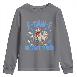 F-Caw-F Prostate Cancer Awareness Chicken Youth Sweatshirt Funny Blue Ribbon Support