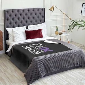 Fck Pancreatic Cancer Throw Blanket Purple Ribbon Skeleton Hand Graphic