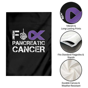 Fck Pancreatic Cancer Garden Flag Purple Ribbon Skeleton Hand Graphic