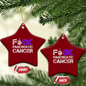 Fck Pancreatic Cancer Ceramic Ornament Purple Ribbon Skeleton Hand Graphic