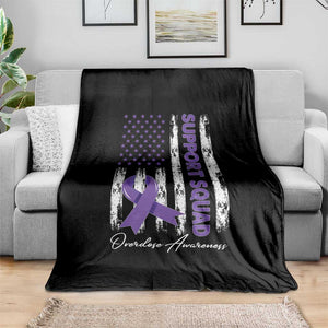 Support Squad Overdose Awareness Throw Blanket Purple Ribbon American Flag Graphic