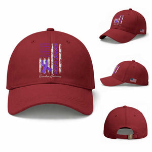 Support Squad Overdose Awareness Baseball Cap Purple Ribbon American Flag Graphic