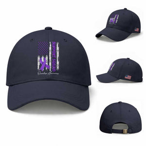 Support Squad Overdose Awareness Baseball Cap Purple Ribbon American Flag Graphic