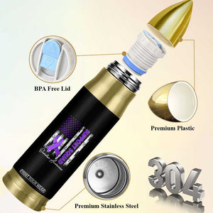 Support Squad Overdose Awareness Bullet Tumbler Purple Ribbon American Flag Graphic