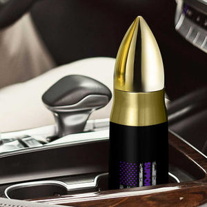 Support Squad Overdose Awareness Bullet Tumbler Purple Ribbon American Flag Graphic