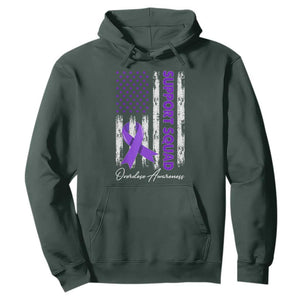Support Squad Overdose Awareness Hoodie Purple Ribbon American Flag Graphic
