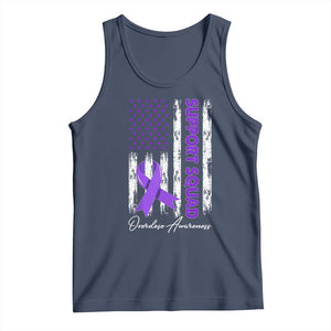 Support Squad Overdose Awareness Tank Top Purple Ribbon American Flag Graphic