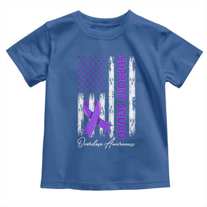 Support Squad Overdose Awareness Toddler T Shirt Purple Ribbon American Flag Graphic