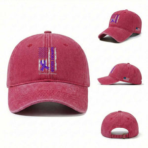 Support Squad Overdose Awareness Washed Cotton Baseball Cap Purple Ribbon American Flag Graphic