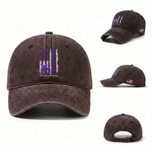Support Squad Overdose Awareness Washed Cotton Baseball Cap Purple Ribbon American Flag Graphic