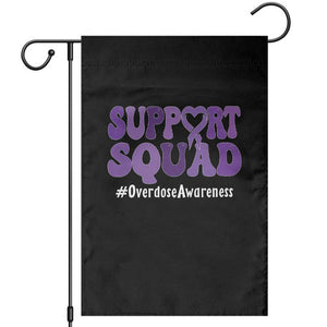 Support Squad Overdose Awareness Garden Flag Purple Ribbon Groovy Typography Graphic