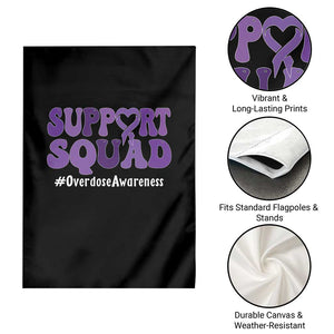 Support Squad Overdose Awareness Garden Flag Purple Ribbon Groovy Typography Graphic