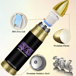 Support Squad Overdose Awareness Bullet Tumbler Purple Ribbon Groovy Typography Graphic