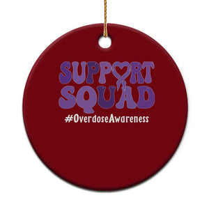 Support Squad Overdose Awareness Ceramic Ornament Purple Ribbon Groovy Typography Graphic