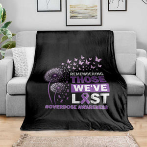 Overdose Awareness Throw Blanket Remembering Those We Have Lost Dandelion Purple Ribbon Memorial