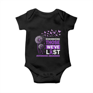 Overdose Awareness Baby Onesie Remembering Those We Have Lost Dandelion Purple Ribbon Memorial