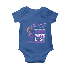 Overdose Awareness Baby Onesie Remembering Those We Have Lost Dandelion Purple Ribbon Memorial