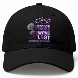 Overdose Awareness Baseball Cap Remembering Those We Have Lost Dandelion Purple Ribbon Memorial