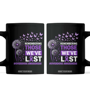 Overdose Awareness Coffee Mug Remembering Those We Have Lost Dandelion Purple Ribbon Memorial