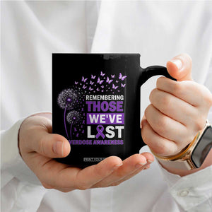 Overdose Awareness Coffee Mug Remembering Those We Have Lost Dandelion Purple Ribbon Memorial
