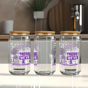 Overdose Awareness Glass Can Remembering Those We Have Lost Dandelion Purple Ribbon Memorial