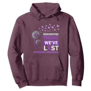 Overdose Awareness Hoodie Remembering Those We Have Lost Dandelion Purple Ribbon Memorial