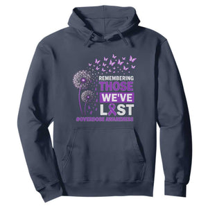 Overdose Awareness Hoodie Remembering Those We Have Lost Dandelion Purple Ribbon Memorial