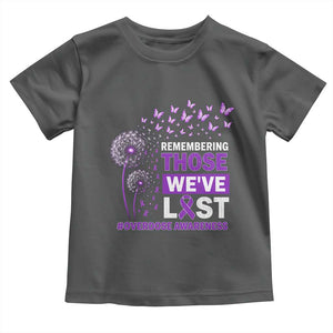 Overdose Awareness Toddler T Shirt Remembering Those We Have Lost Dandelion Purple Ribbon Memorial